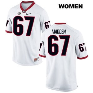 Women's Georgia Bulldogs NCAA #67 Sam Madden Nike Stitched White Authentic College Football Jersey SOK0854KH
